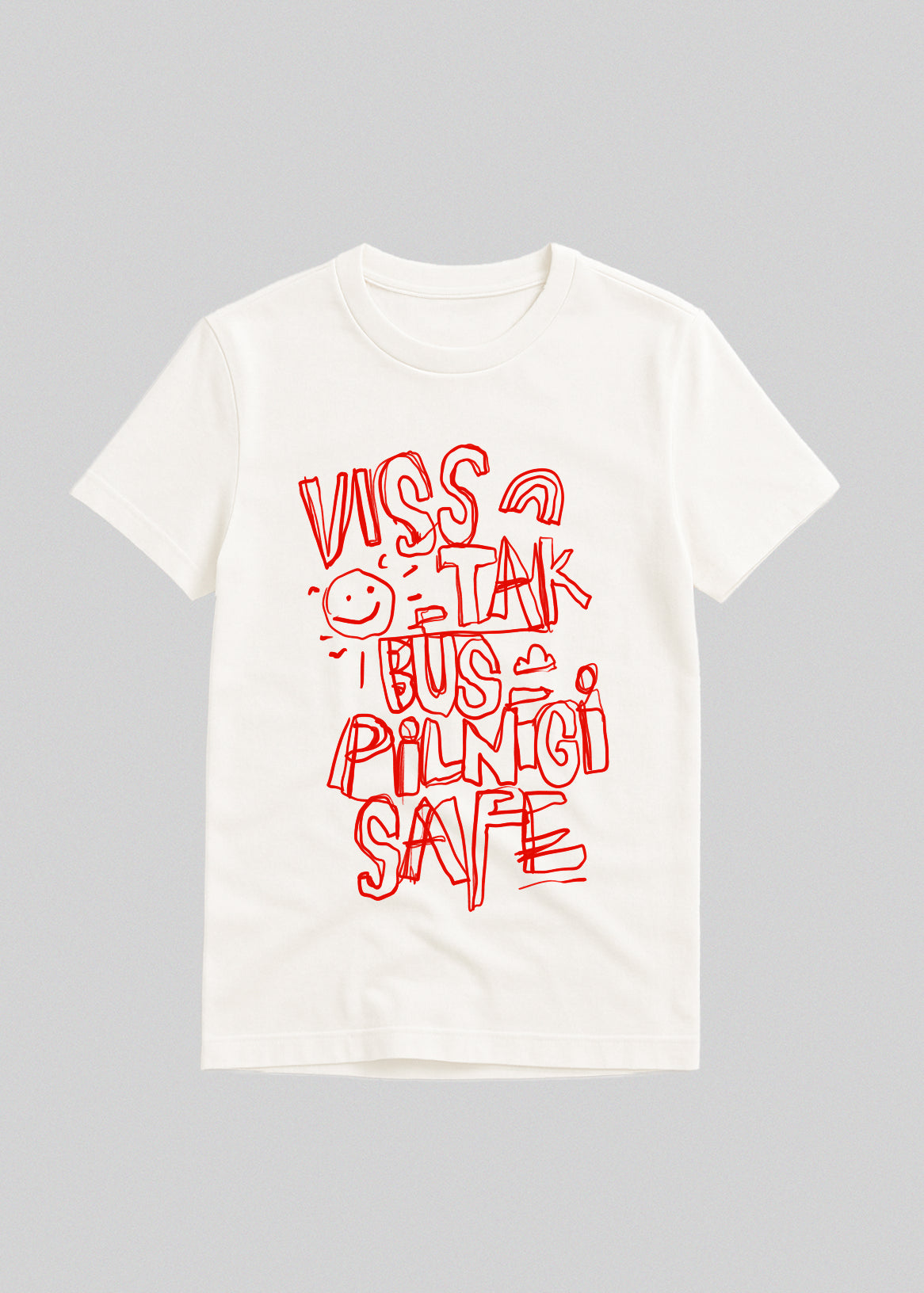 Organiskas Kokvilnas T-krekls VISS SAFE (Sarkans)