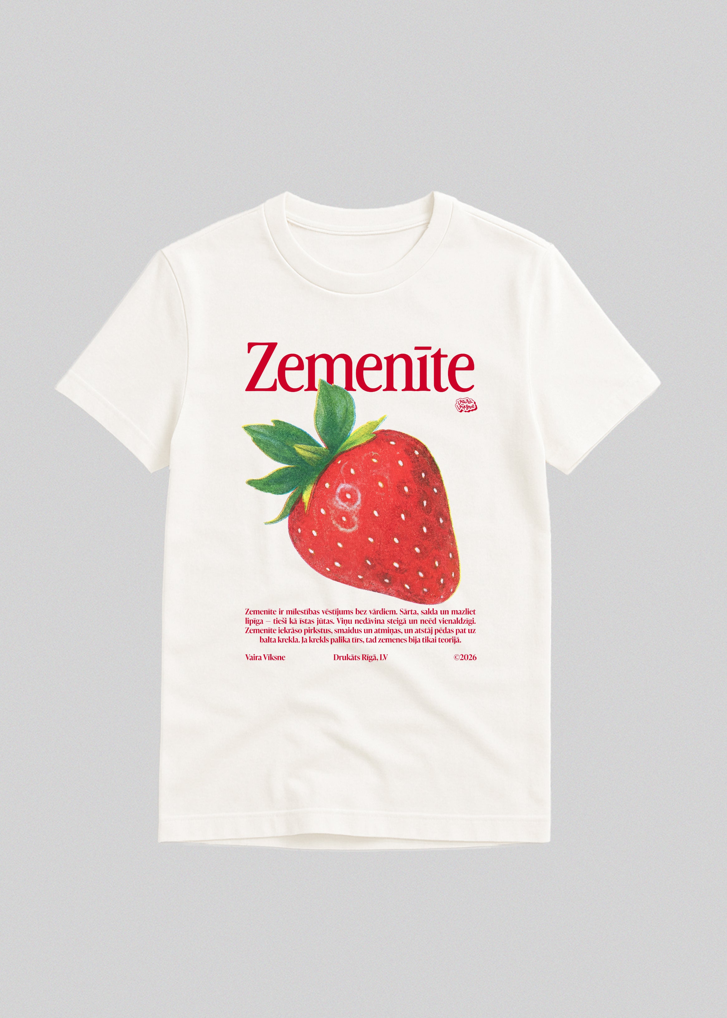 Organiskas Kokvilnas T-krekls ZEMENĪTE